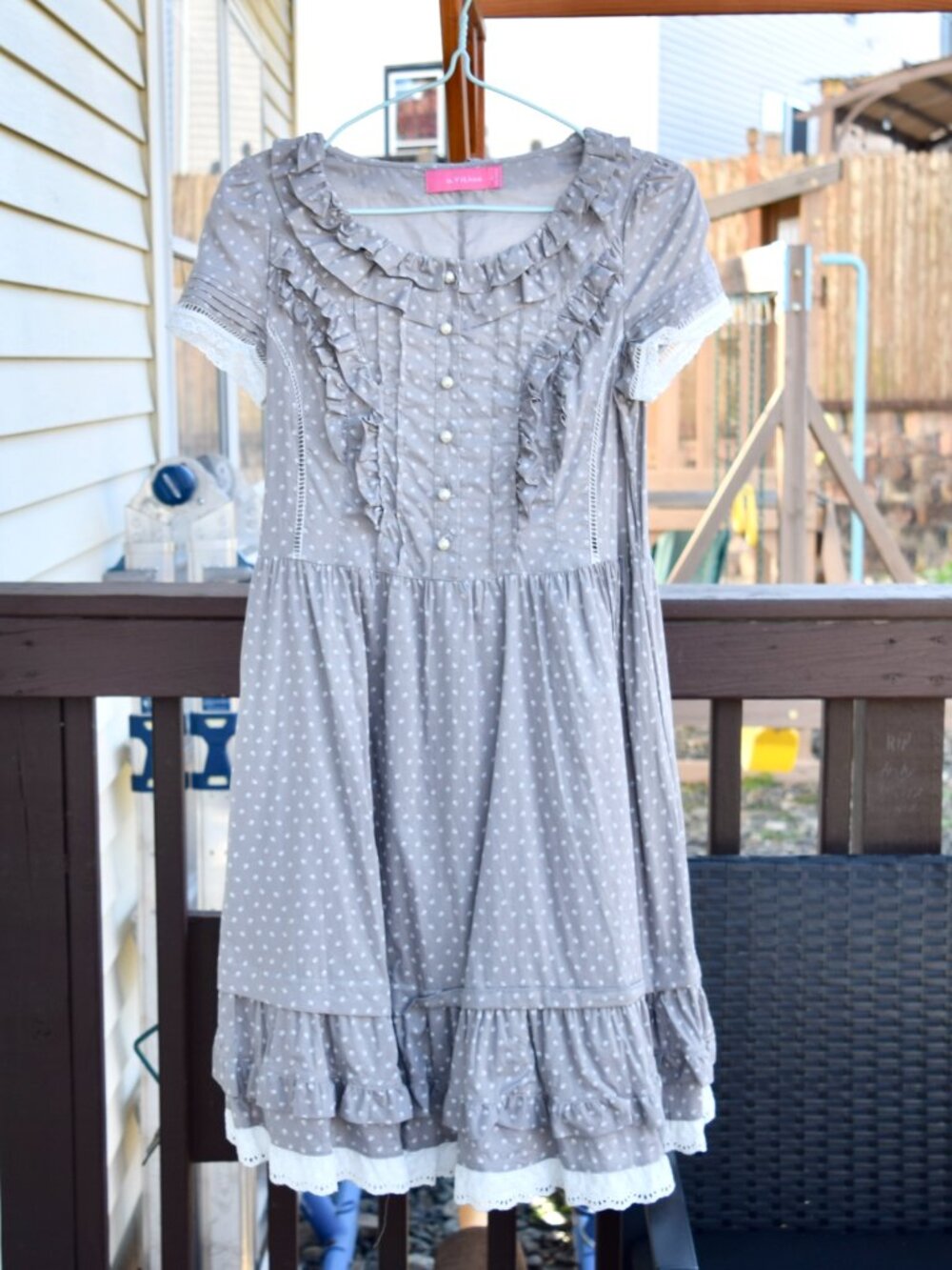 Gray White Dotted Princess Dress - a. YiLian 阿依莲 Lolita Style